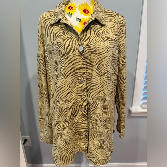 Pilcro Oversized Shacket Button Up Zebra Animal Print Size L - Picture 3 of 14